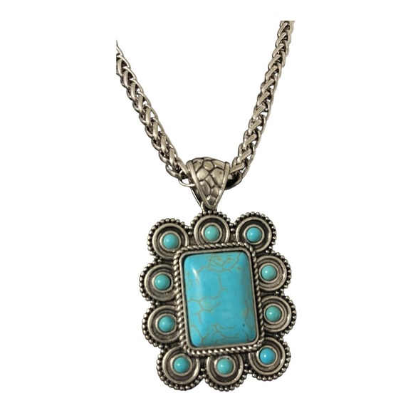 Howard’s Turquoise Silver Chain  Necklace - Picture 2 of 5